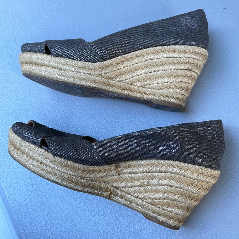 Tory Burch Filipa Espadrille Wedge Heel metallic size 8.5 - Picture 4 of 10